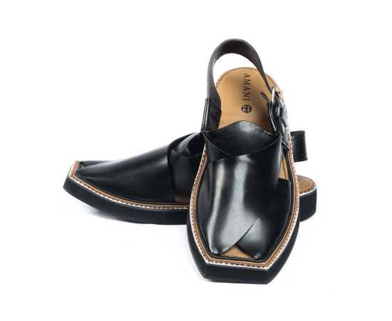 Amani Maqdur Peshawari Chappal For Men - Pitch Black