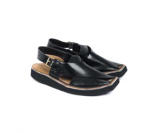 Amani Maqdur Peshawari Chappal For Men - Pitch Black