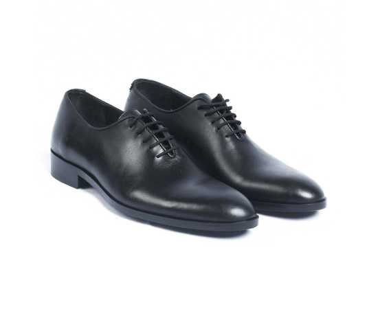 Amani Martin One Piece Oxford Leather Shoes For Men - Black
