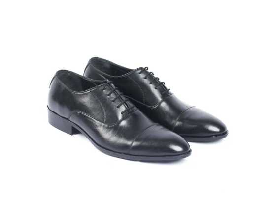 Amani Pablo Cap Toe Oxford Leather Shoes For Men - Black