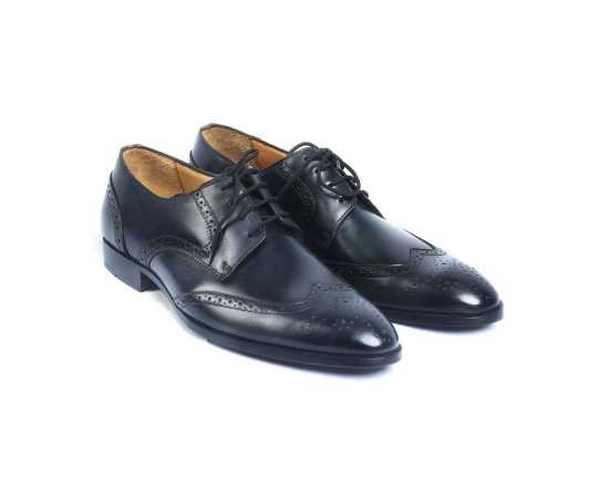 Amani Rumi Derby Leather Shoes For Men - Black
