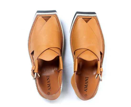 Amani Sultan Peshawari Chappal For Men - Light Brown