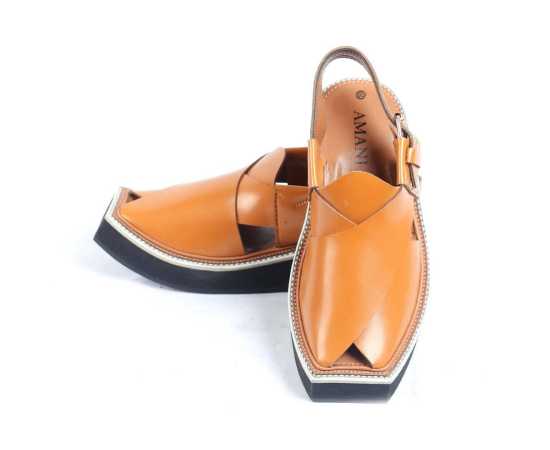 Amani Sultan Peshawari Chappal For Men - Mustard