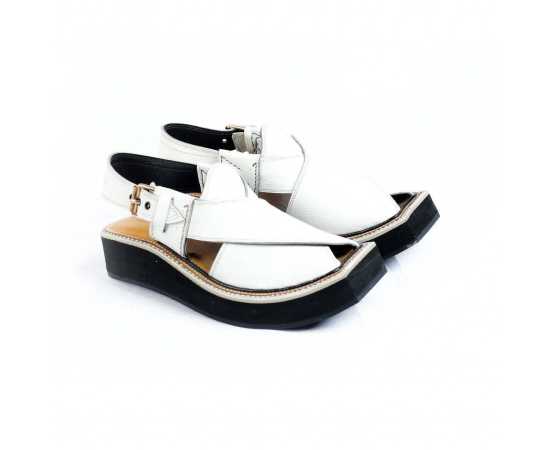 Amani Sultan Peshawari Chappal For Men - White