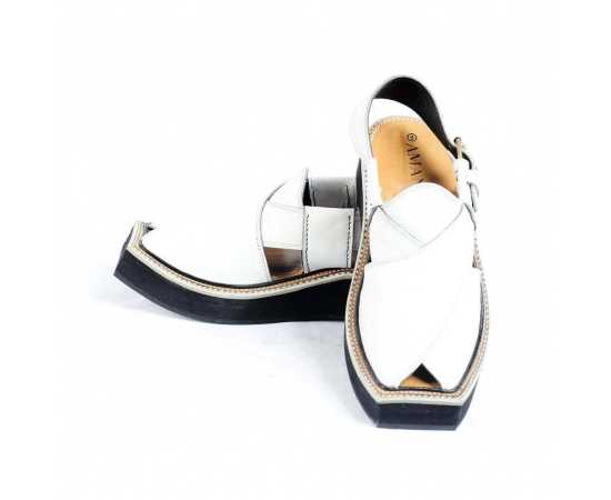 Amani Sultan Peshawari Chappal For Men - White