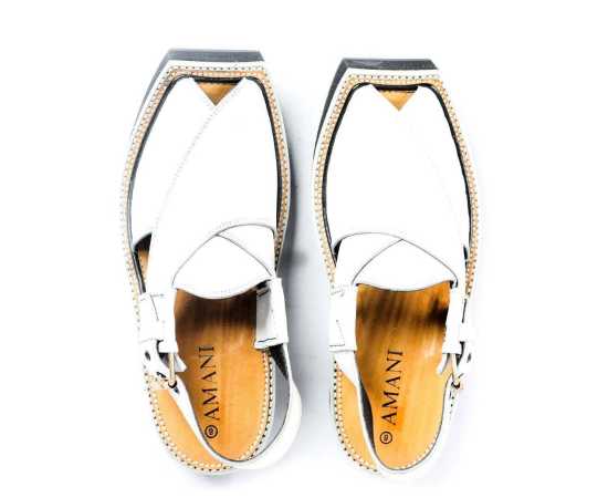 Amani Sultan Peshawari Chappal For Men - White