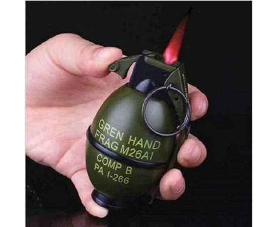 Hand Grenade Lighter With Keychain