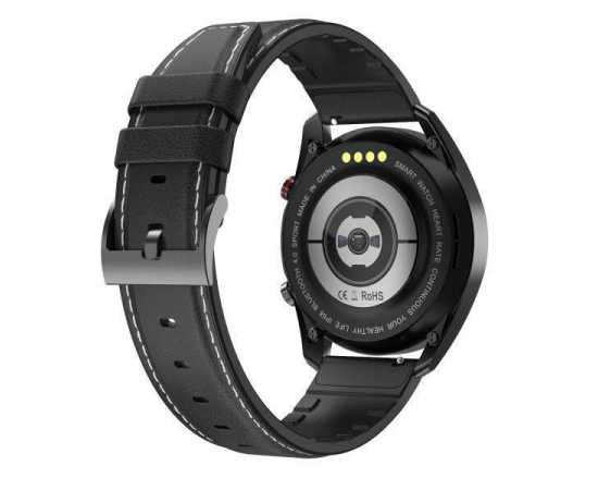 LUNIO Smart Watch Black Leather Fancy Strap