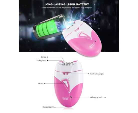 Kemei Women Electric  Rechargeable Epilator Shaver For ladies