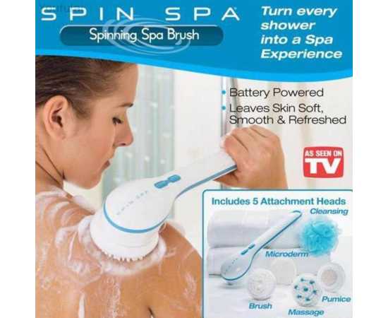 5 In 1 Electric Shower Brush Spin Spa Multi-Functional Long Handle Bath Scrubber