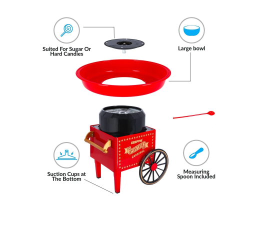 GCM831 Geepas Cotton Candy Maker Make Candy Floss At Home Easy to Make