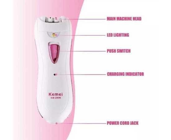 Km-290R Kemei 290-R Rechargeable Epilator For Women - White