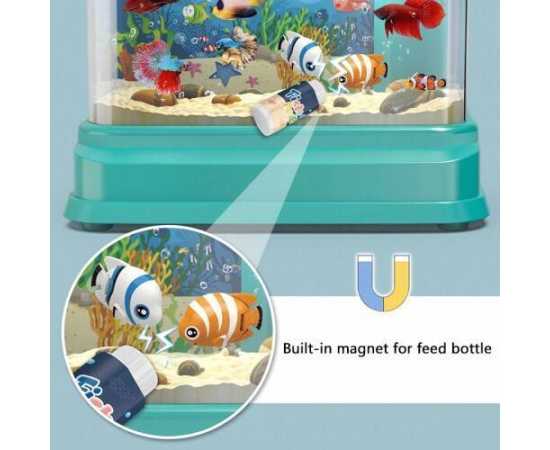Electric Water Circulation Fish Tank Set Music Light Aquarium Parent Fishing Toy Game