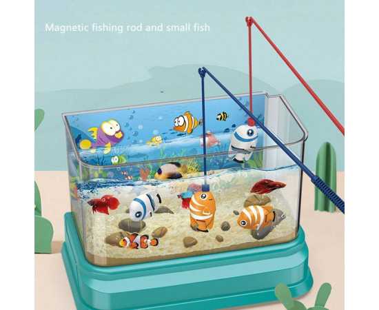 Electric Water Circulation Fish Tank Set Music Light Aquarium Parent Fishing Toy Game