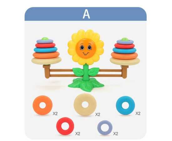 Rings Weight Sunflower Balance Math Montessori Arithmetic Learning Educational Learning Toy