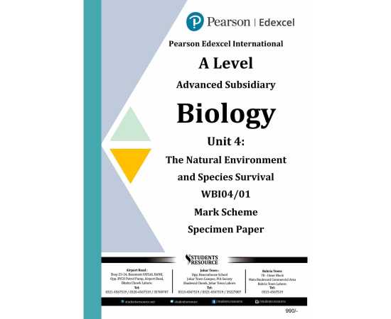 Pearson Edexcel Ial Wbi04 Biology Unit 4