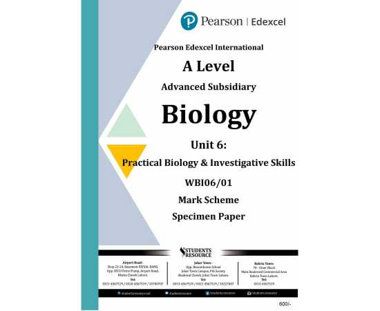 Pearson Edexcel Ial Wbi06 Biology Unit 6