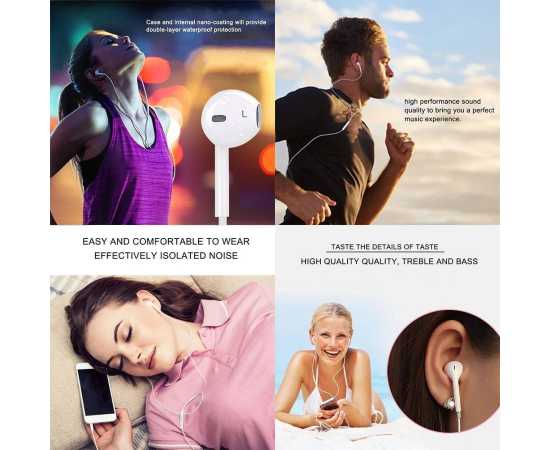 In Ear Earphone For Iphone For 7 8 Plus Xs Max Pro Stereo Sound Wired Ear Bud Wire Control Bluetooth Compatible Headset