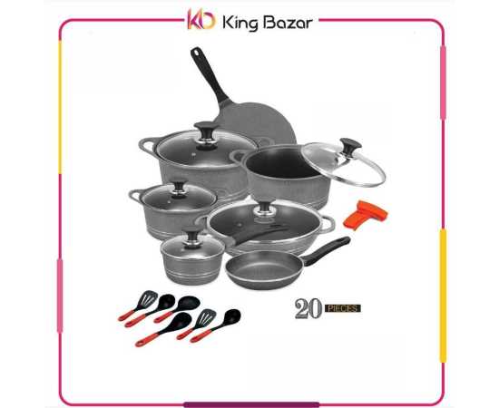 Sonex Eden Plus 18 Pieces Cookware Set Marble Coating with Glass Lids