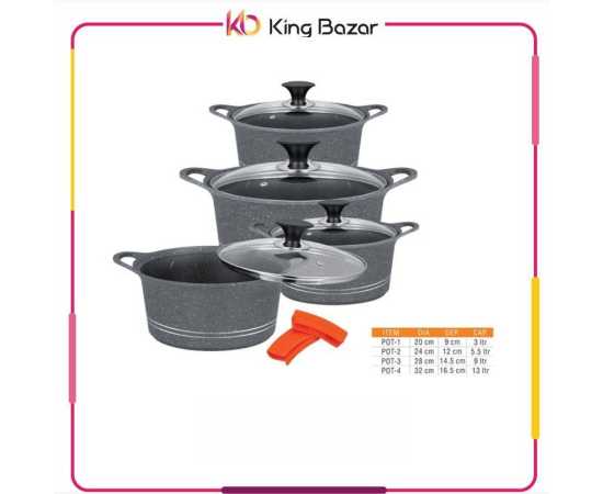 Sonex Eden Plus 10 Pieces Cookware Set Marble Coating with Glass Lids