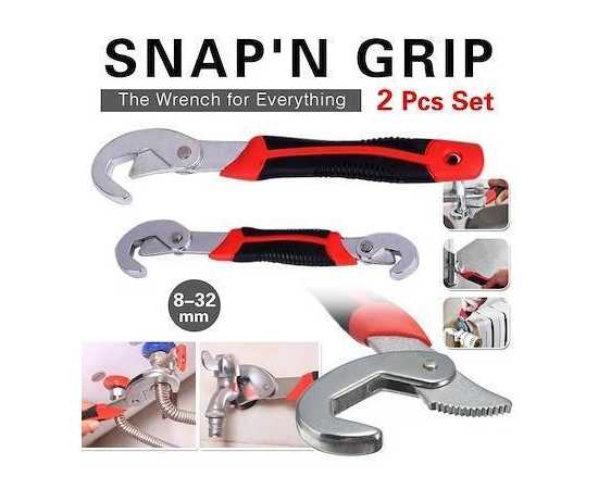 Snap And Grip Multi-Function Adjustable Wrench - Pack Of 2