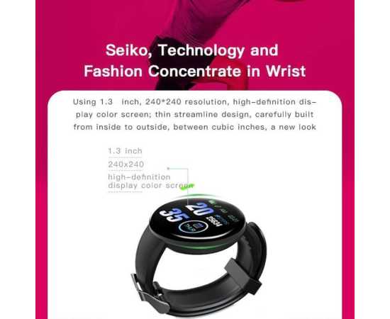 D18 Plus Smart Watch - Black