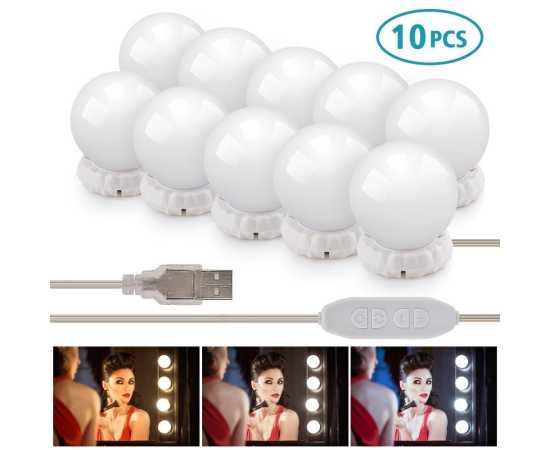 Led Makeup Mirror Light Led Hollywood Light 12V - 10 Bulb