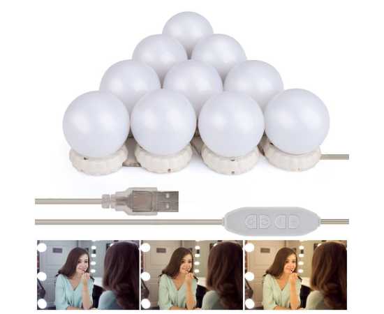 Led Makeup Mirror Light Led Hollywood Light 12V - 10 Bulb