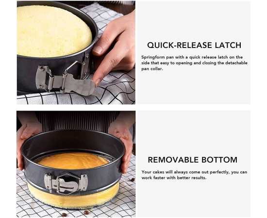 3 Pcs Round Non Stick Spring Form Cake Mold Baking Pan