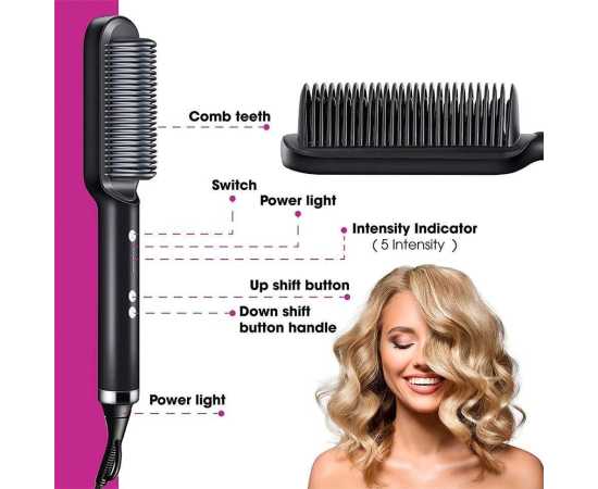 2 In 1 Ionic Straightening Brush With 3 Heat Levels