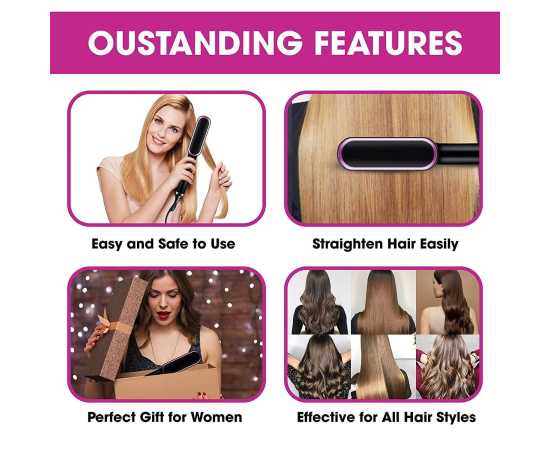 2 In 1 Ionic Straightening Brush With 3 Heat Levels
