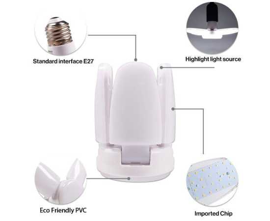 E27 Mini 28W Coo Led Folding Light Bulb 2800Lm - White
