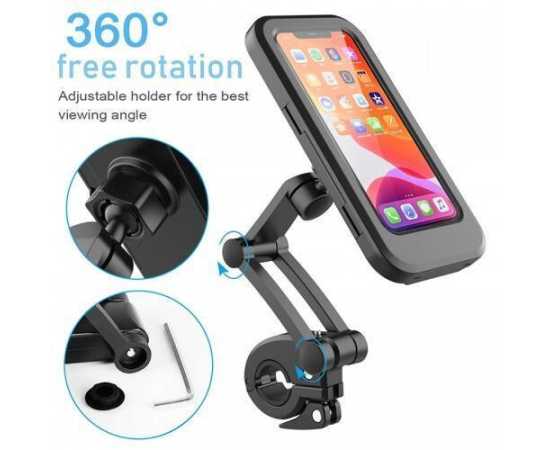 Bicycle Mobile Phone Holder Waterproof Handlebar 360 Rotatable