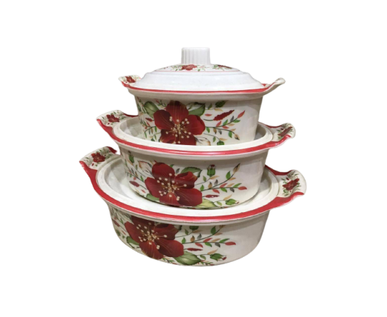 Melamine Serving Bowls With Lid - 3 PCS Set