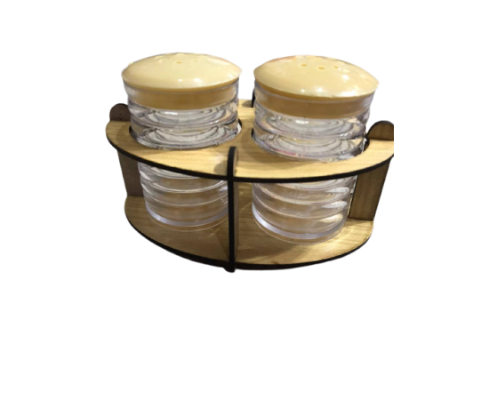 Salt And Pepper Set With Beautiful Wooden Stand