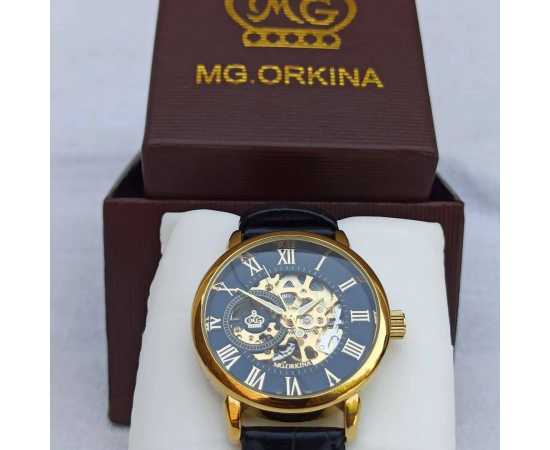 Men Leather Strap Automatic Simple Mechanical Waterproof Men Watch