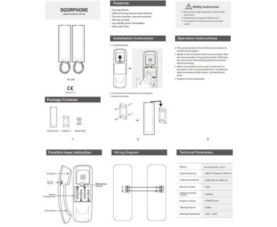 Special Liner Phone Two Way Intercom Door Phone Cells Operate With Out Wire