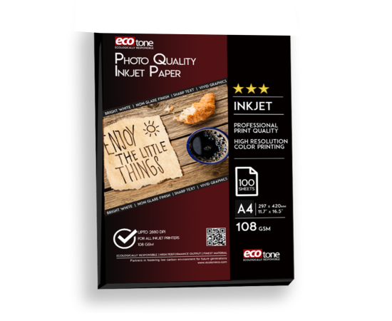 A4 Ecotone Photo Quality Inkjet Paper 108g - 100 Sheets