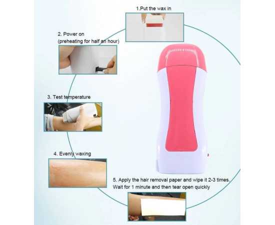 Hair Remover Depilatory Wax Heater With Wax Paper, Wax Roller -  Pack of 3