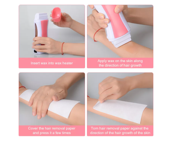 Hair Remover Depilatory Wax Heater With Wax Paper, Wax Roller -  Pack of 3