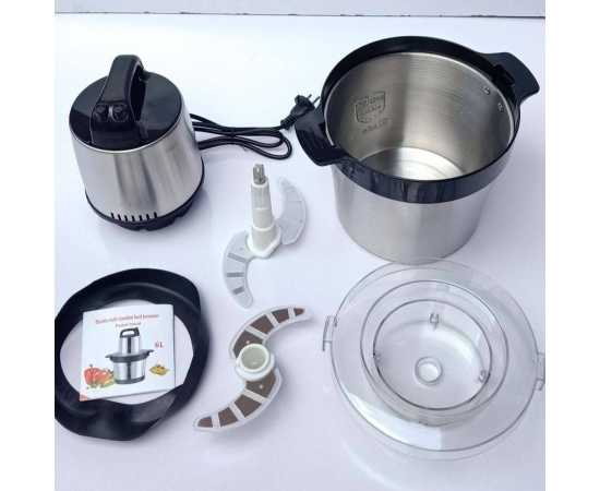 Portable Chopper 6 Litre Stainless Steel Electric Meat Grinder Heavy Duty - 4500 Watts