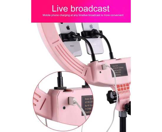 45cm LED Ring Light Set Live Photography Fill Light with 7.5ft Long Tripod Stand