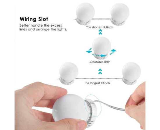 Hollywood Style LED Vanity Mirror Lights Bulbs - 10 LED