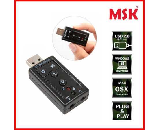 External USB Audio Sound Card Adapter Virtual 7.1 Channel - Black External USB Audio Sound Card Adapter Virtual 7.1 Channel - Black
