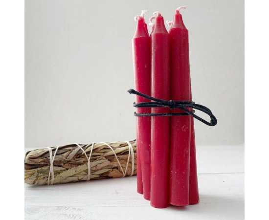 Pack Of 10 - Tall Dinner Stick Candles - Red