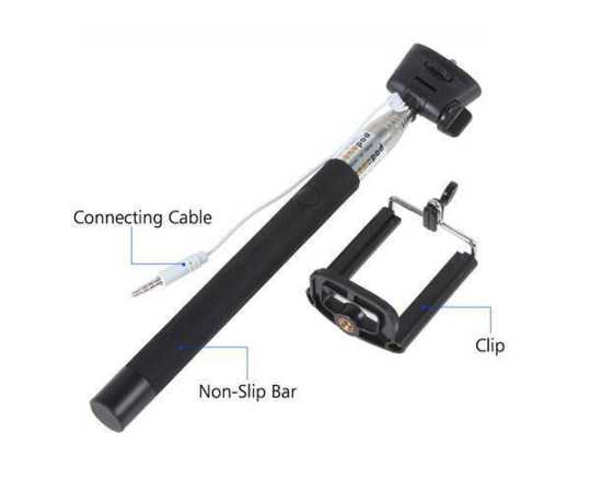 Selfie Stick For Smartphones With Wired - 1-Piece