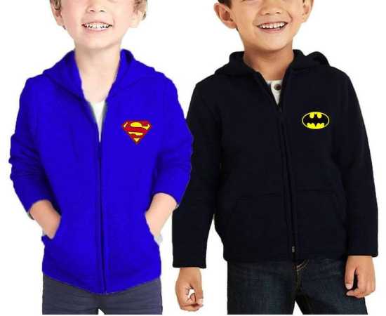 Pack Of 2  Zipper Fleece Hoodies For Kids