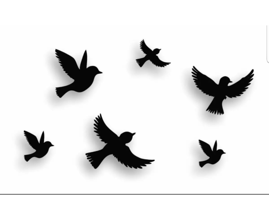 Sparrow 3D Flying Wooden Birds for Wall Décor - Pack of 6