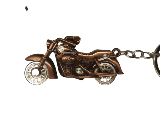 Metallic Bike Keychain with Rotating Wheels - One Piece