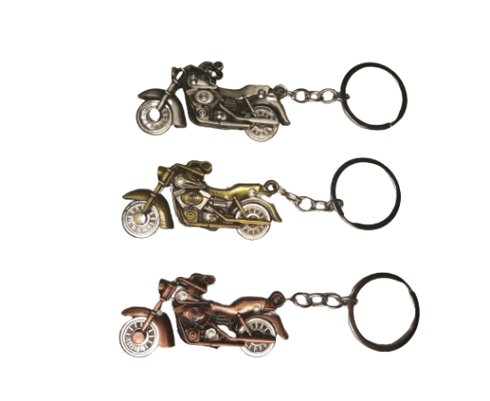 Metallic Bike Keychain with Rotating Wheels - One Piece